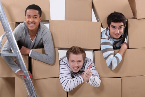 Professional man and van team handling household items in Croydon