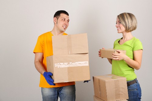 Prepared moving boxes and furniture ready for removal truck hire in Croydon