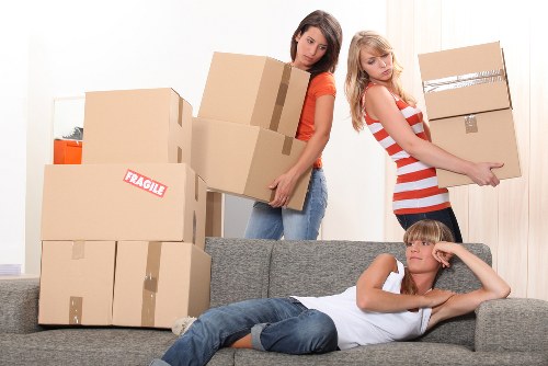 Packed boxes and furniture ready for a house move in Croydon